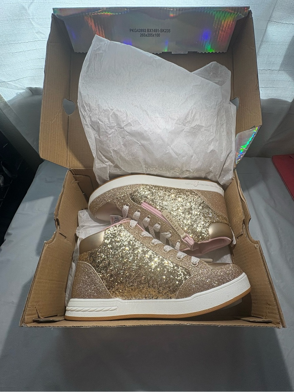 Gold Glitter High Top Sneakers